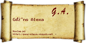 Güns Alexa névjegykártya